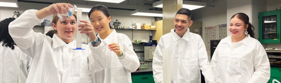high school students working in a research lab